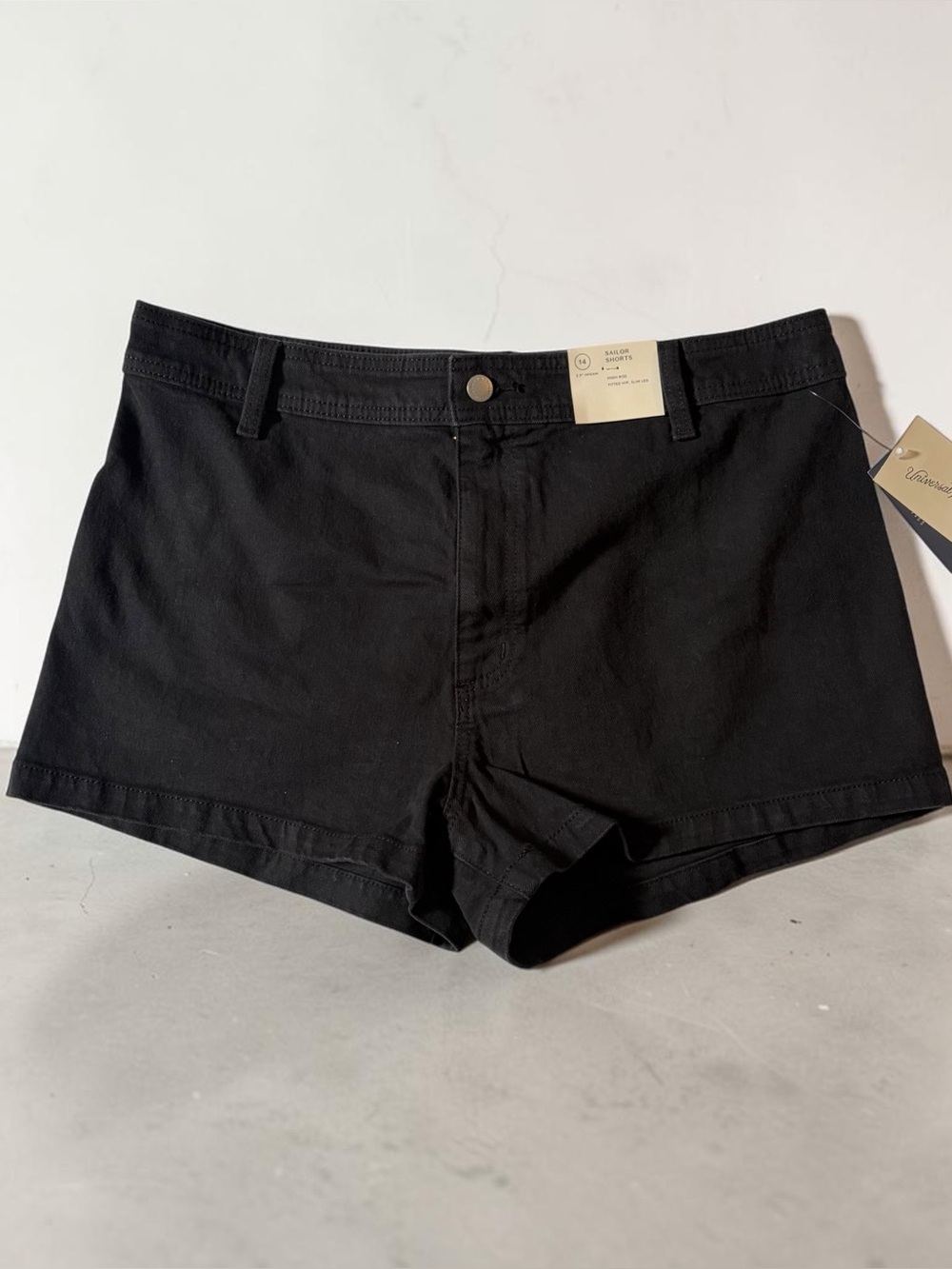 Universal Thread Black High-Waist Denim Sailor Shorts Womens 14 New